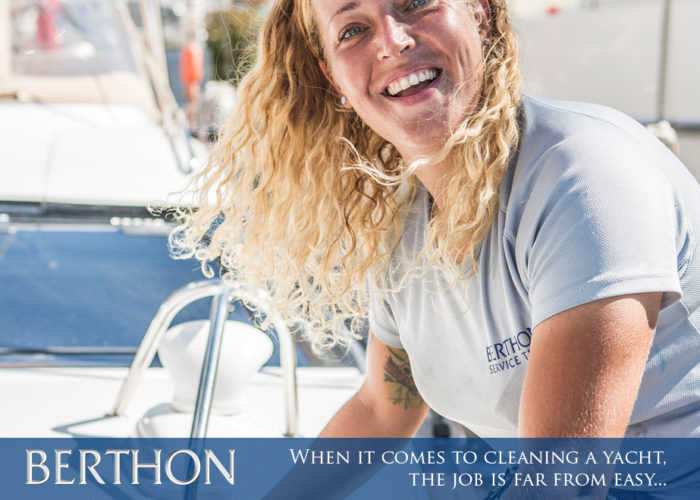 When it comes to cleaning a yacht, the job is far from easy… – From Berthon Spain’s Valeting Team