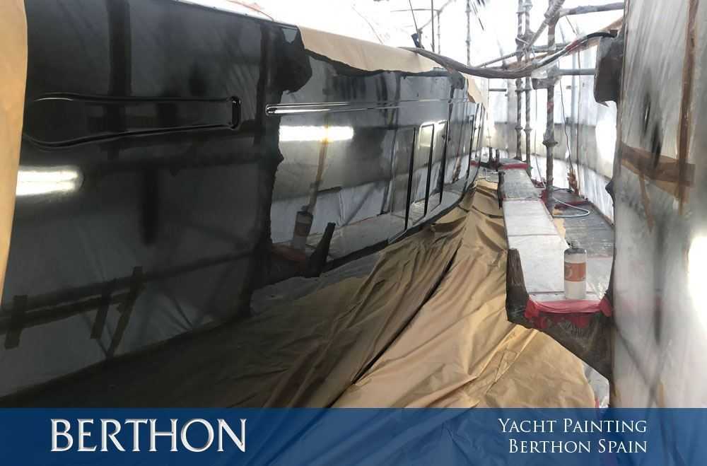 Yacht painting in progress at Berthon Spain