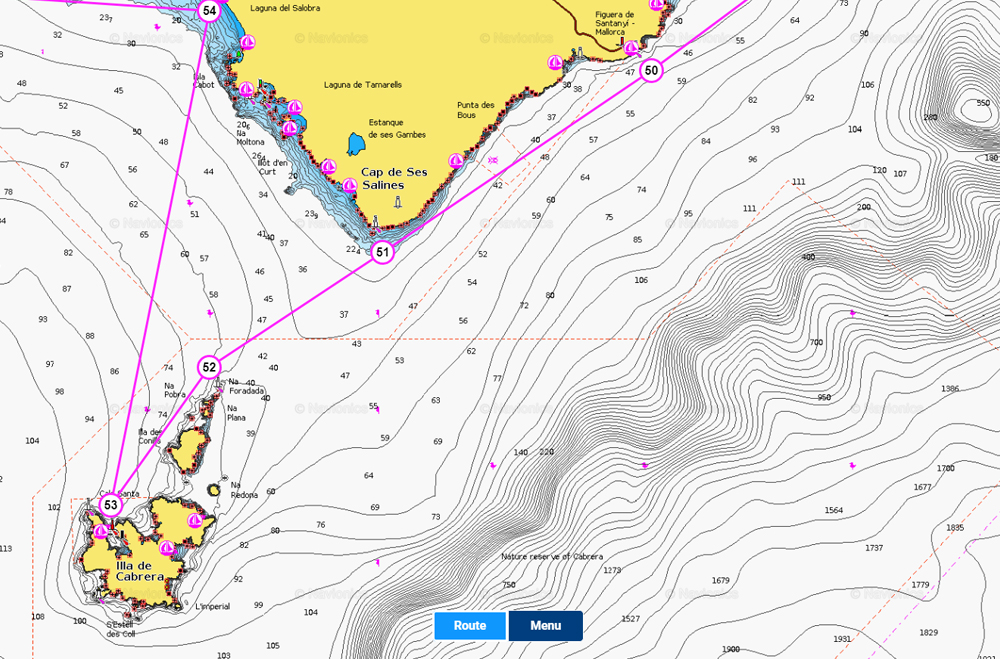 Illa de Cabrera map showing possible stop off on sail around Mallorca