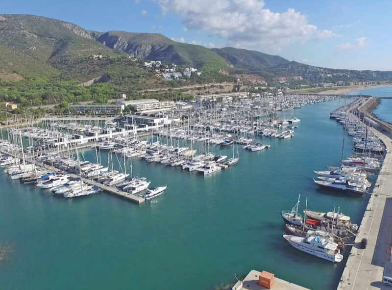 Aerial view of Port Ginesta marina on the Barcelona coastline